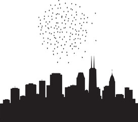 Fototapeta premium Flying Birds City Skyline Bundle