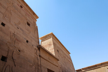 Wall relief at Second Pylon of Temple of Isis in Philae, Aswan, Egypt
