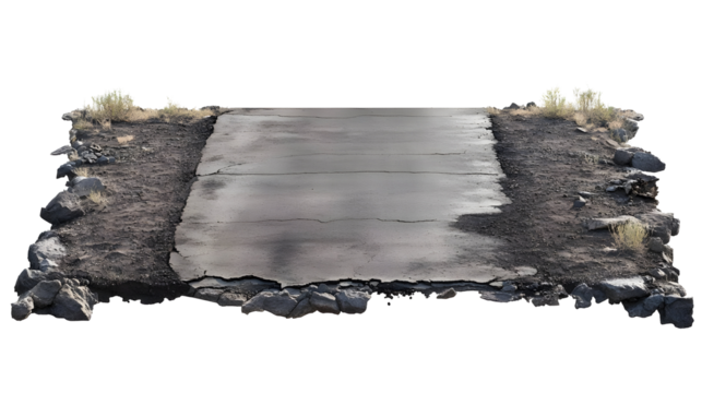 Realistic Isolated Road Segment on a Transparent Background