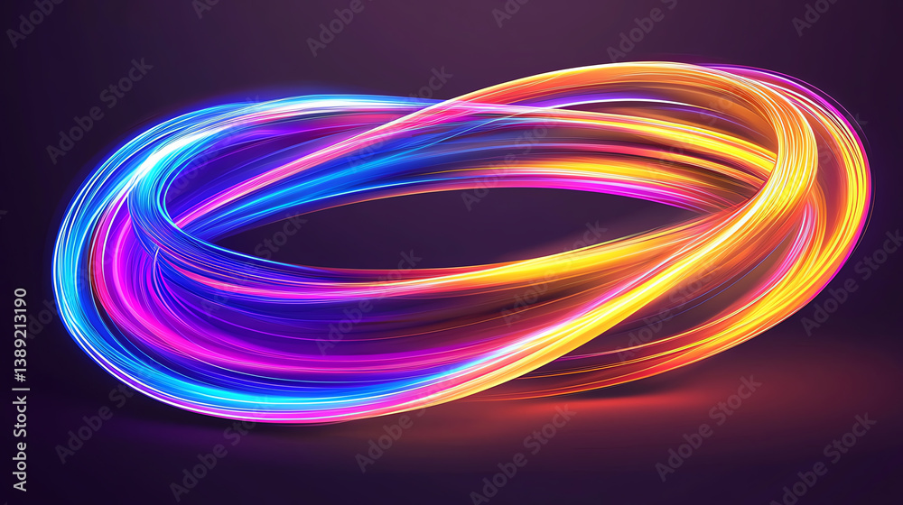 Aufkleber A vibrant swirl of colorful light trails creating a mesmerizing pattern against a dark background.