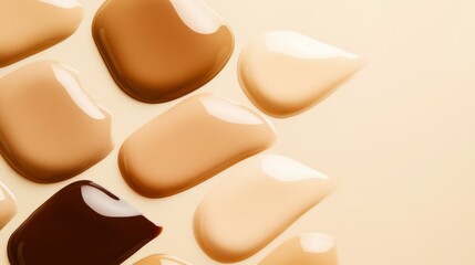 Fototapeta premium Foundation Swatches in Various Shades on Neutral Backdrop for Cosmetic Use