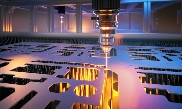 Automated laser precisely cutting intricate patterns into metal sheet