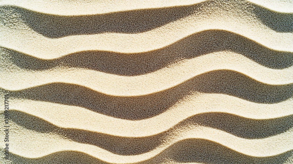 Fototapete Intricate close-up of soft and smooth sand waves illuminated by gentle sunlight creating serene imagery : Generative AI