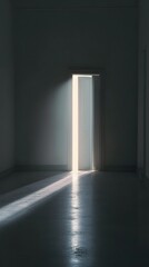 Open door, bright light, empty room