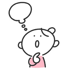 上を向いてアイデアを考える女性・吹き出し