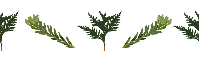 Leaves border on a white background. Hand-drawn illustration. Perfect for spring and summer.