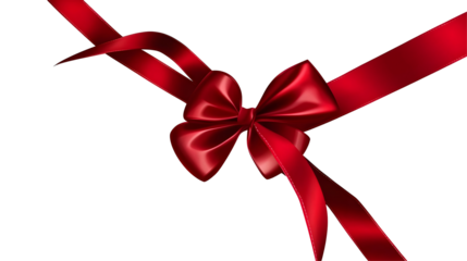 Red Ribbon Bow Illustration On Transparent Background For Gifts And Celebrations