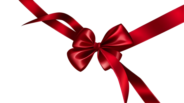 Red Ribbon Bow Illustration On Transparent Background For Gifts And Celebrations