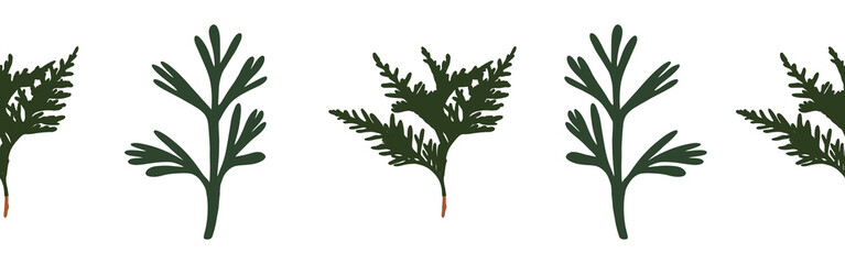 Leaves border on a white background. Hand-drawn illustration. Perfect for spring and summer.