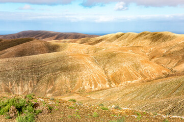 Naklejka premium Mountain landscape, Island Fuerteventura, Canary Islands, Spain, Europe.