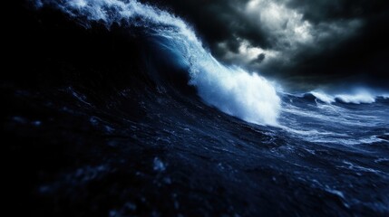 Obraz premium Dark, Powerful Waves Crashing