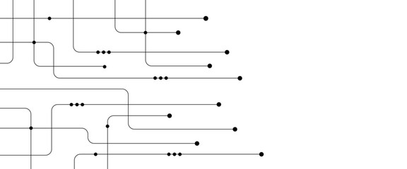 Vector Technology connected white lines and dots with electronics elements on tech bg. Digital technology futuristic internet network speed connection white background.
