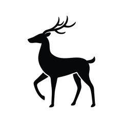 black silhouettes of wild deers – male, female and roe deer logo vector.