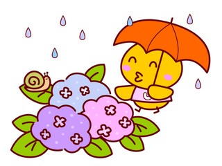 ひよことあじさい © twomoons