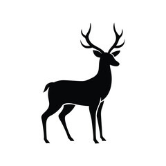 Fototapeta premium black silhouettes of wild deers – male, female and roe deer logo vector.
