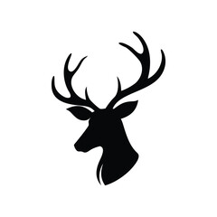 black silhouettes of wild deers – male, female and roe deer logo vector. © Kaium007