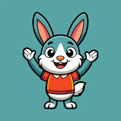 Cute Rabbit  in Welcoming Gesture Vector