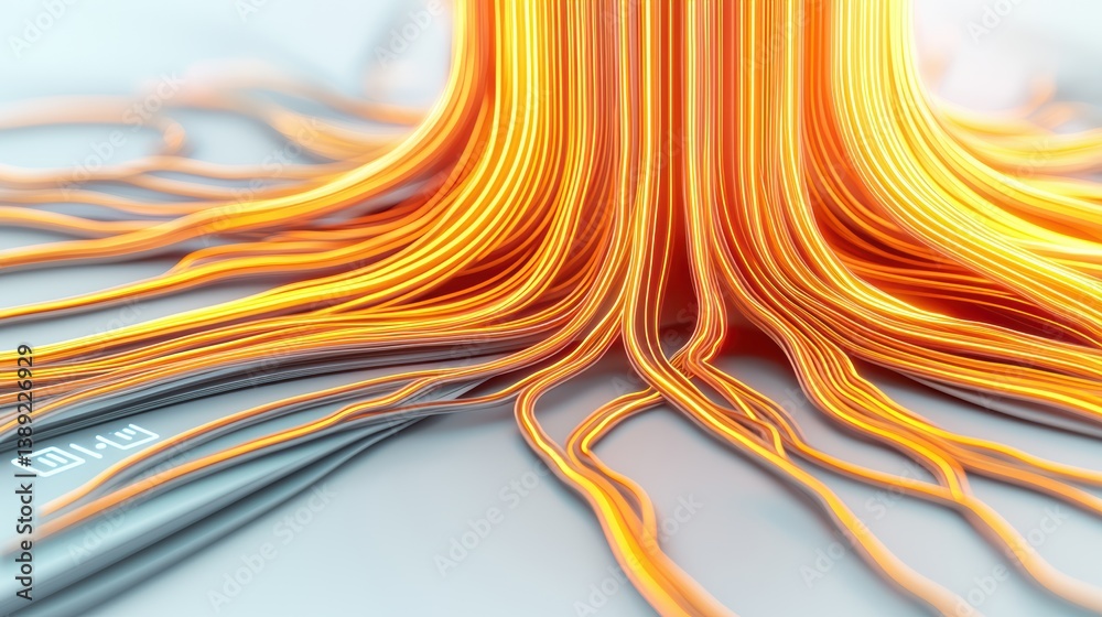 Aufkleber An abstract representation of vibrant energy lines resembling the roots of a tree, symbolizing connectivity and innovation.