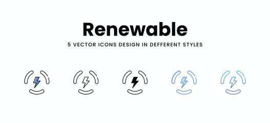 Renewable vector icons set stock illustration