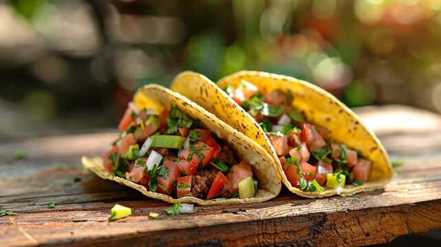 delicious meat tacos in close-up