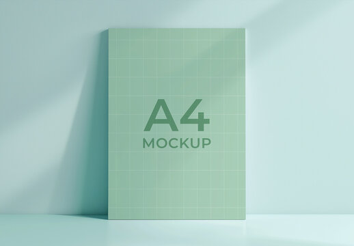 Minimal A4 Mockup with Soft Mint Background