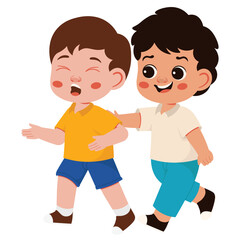 Boy Pushing His Friend Character Stop Bullying Illustration