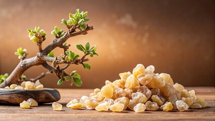 Frankincense Resin & Tree Branches: Premium Aromatic Product Photography