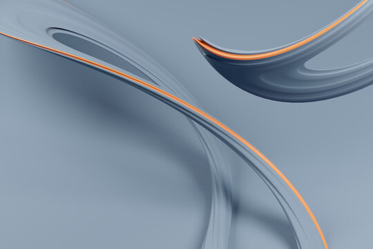 Abstract design with dynamic blue and orange curves