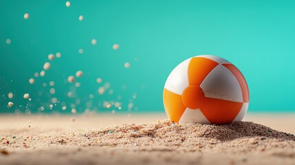 Obraz premium Beach ball in sand with splash