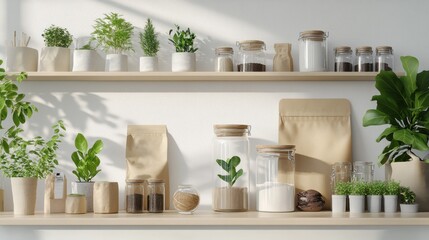 Modern Home Display of Indoor Plants and Gardening Supplies