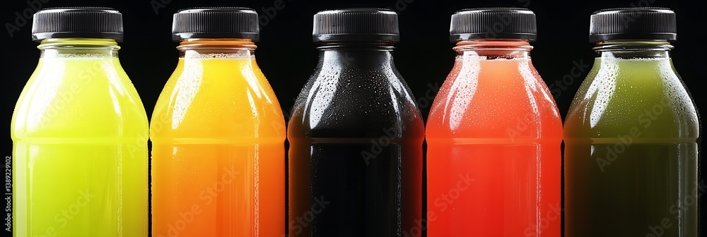 Aufkleber vibrant collection of colorful bottled drinks with refreshing flavors captured in studio lighting : 