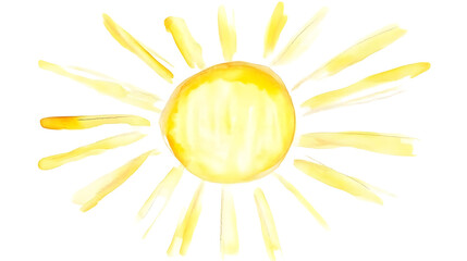 Watercolor Illustration Of A Yellow Sun With A Transparent Background