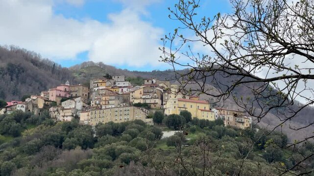 Afternoon View of Cuccaro Vetere Village in Cilento