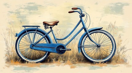 Fototapeta premium Blue bike in a field
