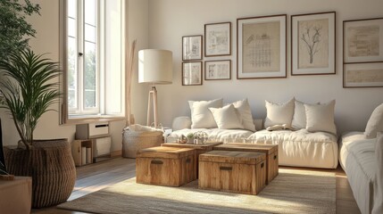 A cozy living room furnished with natural light and decor