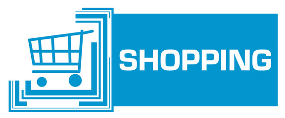 Shopping Blue Squares Borders Left Shopping Cart Text 