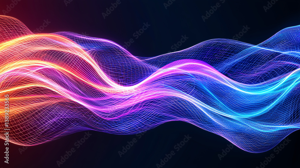 Leinwandbilder colorful wave patterns create a dynamic background, perfect for technology and design projects, evok