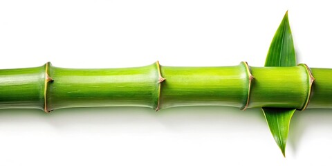 Fototapeta premium Isolated Bamboo, White Background Stock Photo, High-Resolution Image, Botanical Photography, Asian Plant, Green Bamboo, Nature Photography