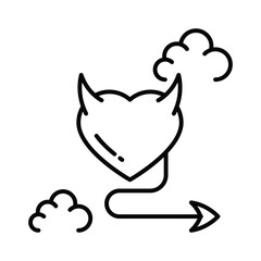 Fototapeta premium Devil Heart vector outline icon. EPS 10 file