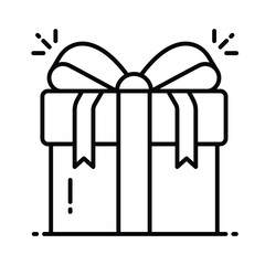 Gift Box vector outline icon. EPS 10 file