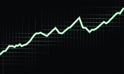 Vivid data on a dark background. Vector chart where key trends and dynamics in green tones stand out effectively against a deep background, providing elegance for business presentations and reports.