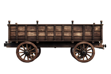Fototapeta premium Realistic 3D Illustration of a Wooden Cart with Wheels on a Transparent Background