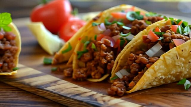 homemade tacos with chicken and vegetables