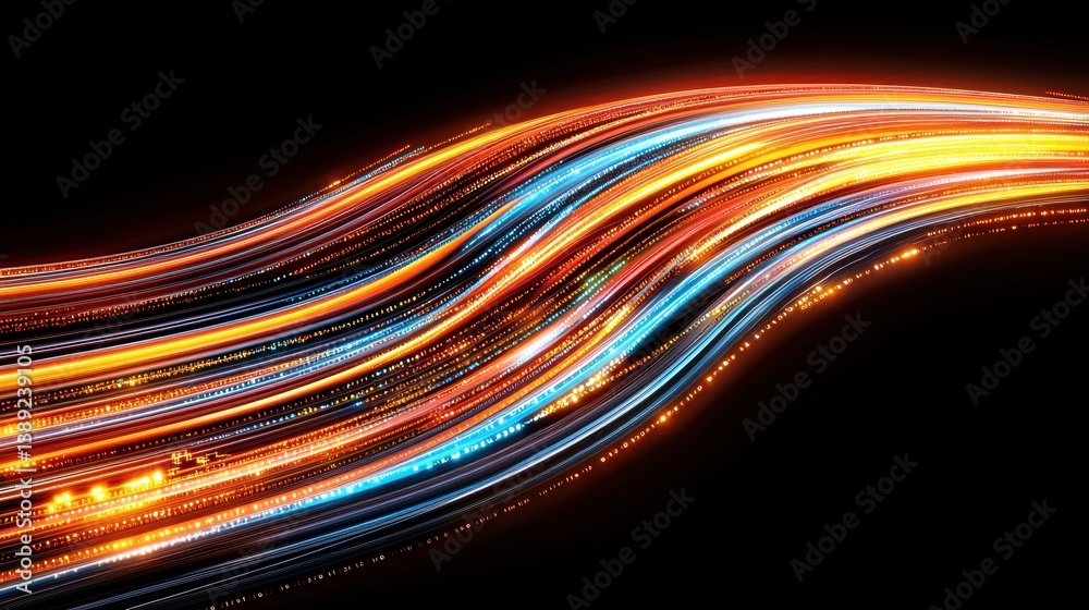 Aufkleber dynamic light trails in vibrant colors create an abstract and energetic background, representing inn