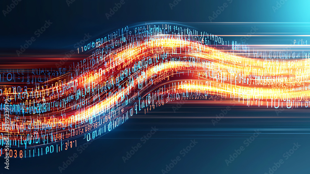 Fototapete dynamic representation of digital data streams, showcasing vibrant colors and motion, perfect for te