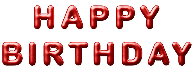 3D画像_風船_HAPPY BIRTHDAY_赤