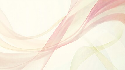 Fototapeta premium Abstract pastel pink and yellow flowing fabric waves on white background.