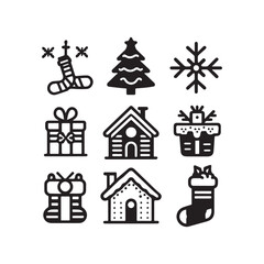 christmas icons set