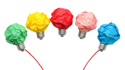 Colourful Creative Light Bulb Concept with Crumpled Paper