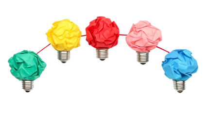 Colourful Creative Light Bulb Concept with Crumpled Paper
